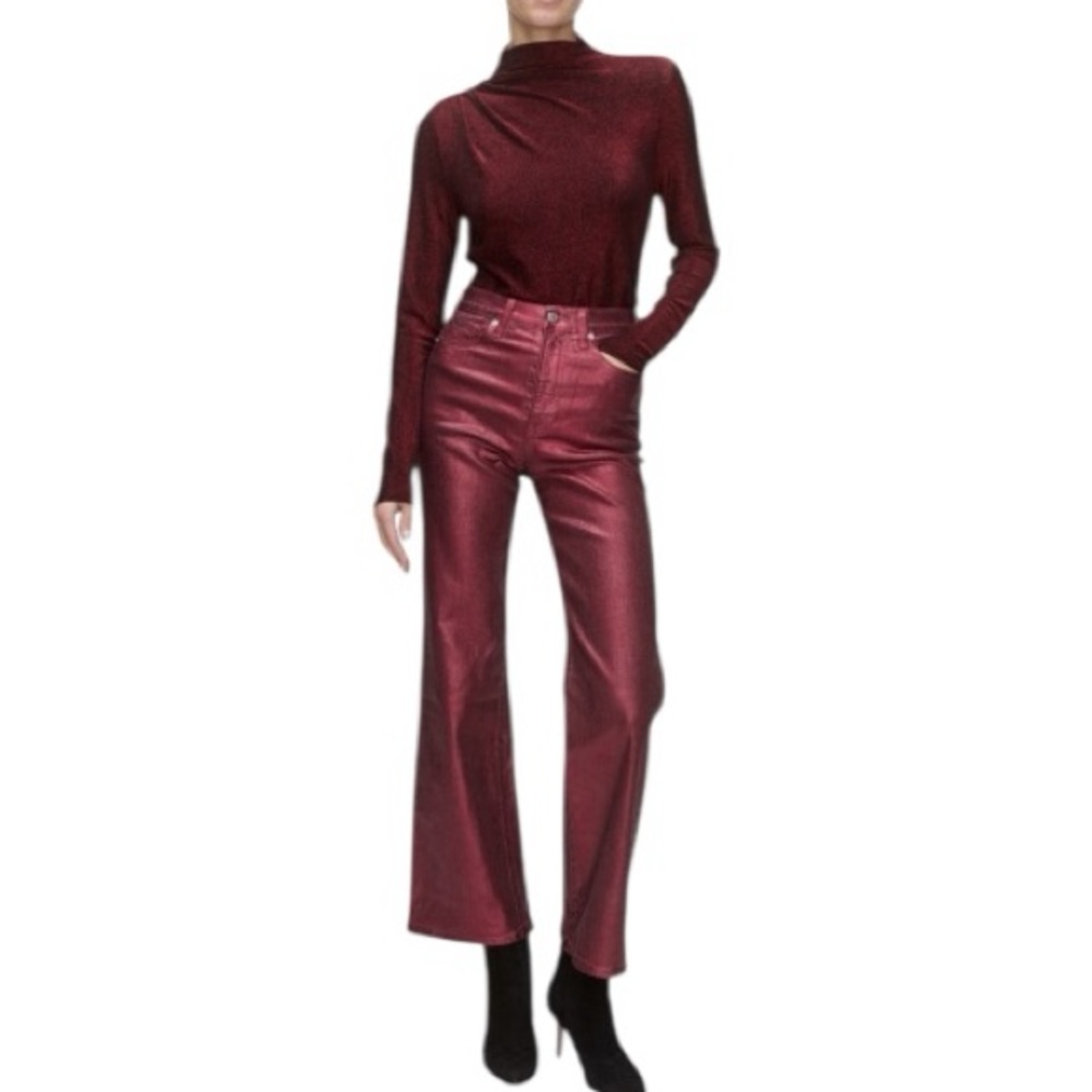 Veronica Beard Mylie Top Ruched Mock Neck Long Sleeve Top Size M In Crimson Red - Picture 15 of 15